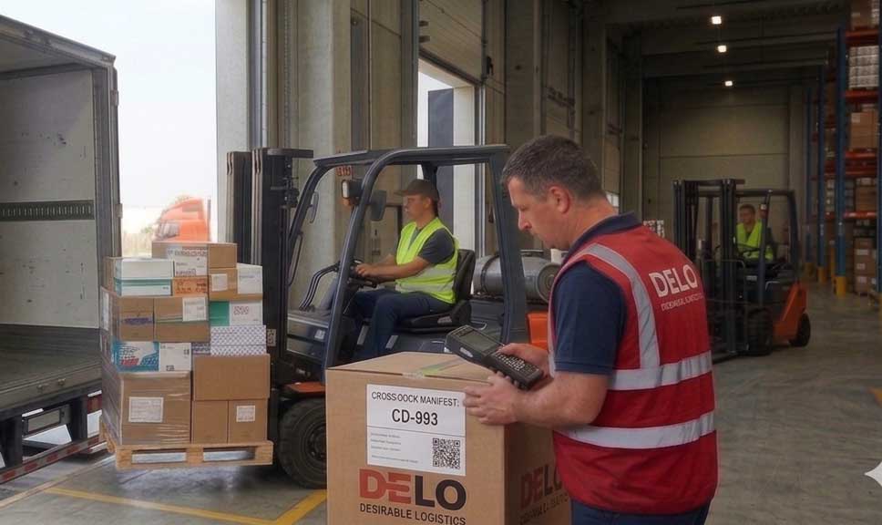 DeLo warehouse guys prepping a shipment with Forklifts in a Truck